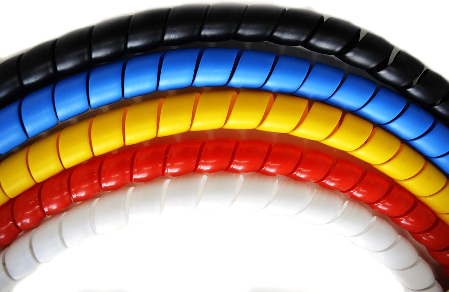5 PCS 3/8" Cable Spiral Wire Wrap(Length 32.5 ft) Wire Cable Management,Spiral Wire Wrap Cord for Computer and TV，Protect Pets from Chewing，Black/Red/White/Blue/Yellow-Spiral Cable Wrap