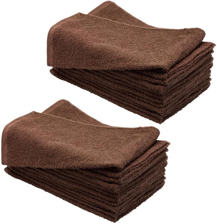 Egyptian Towels 100% Cotton Salon Massage Towels 16" x 27", 12pk, Brown