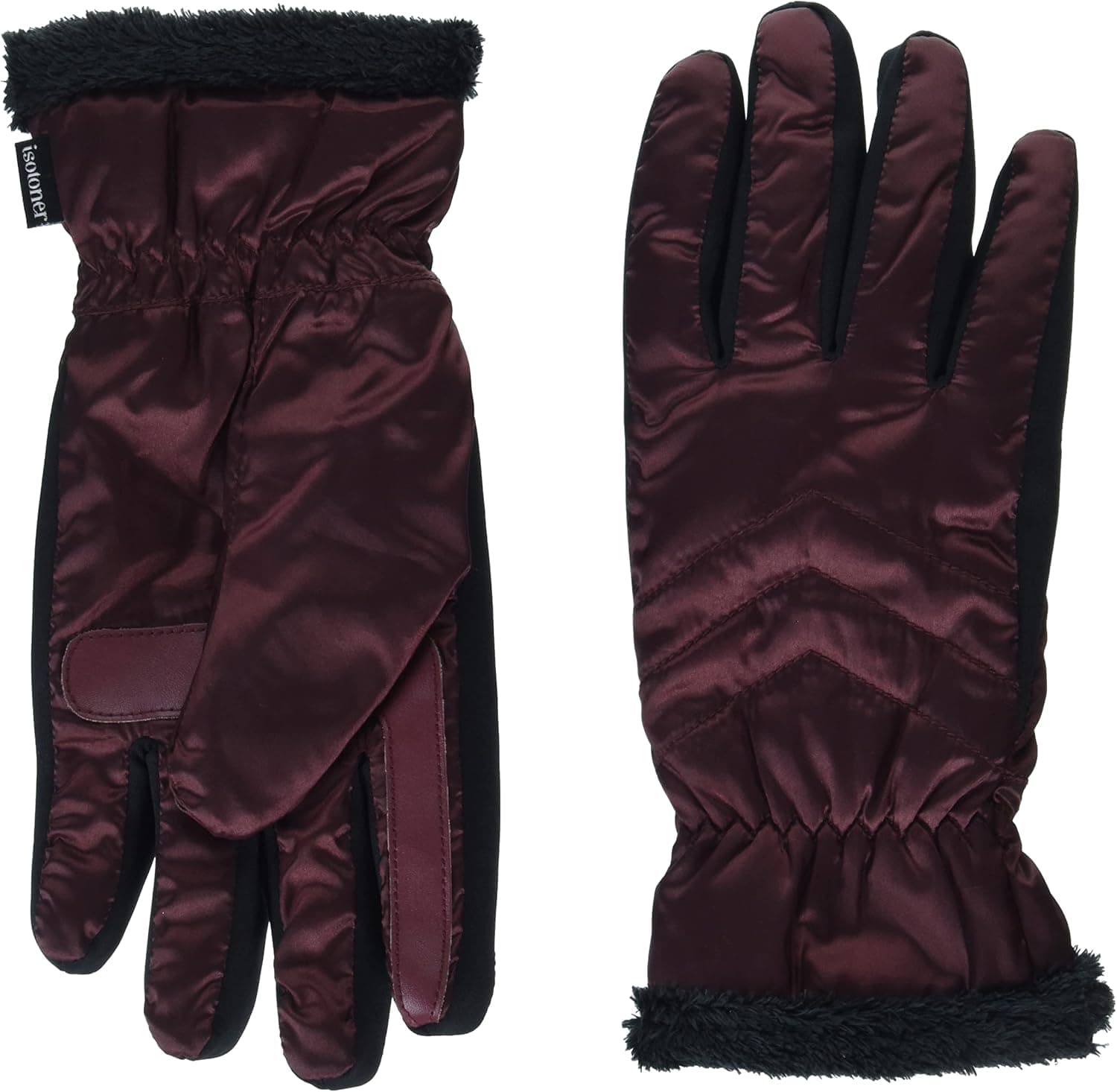 isotoner Womens Recycled Sleekheat Stretch Chevron Quilted Smartdri Cold Weather Glove, Touchscreen Capable