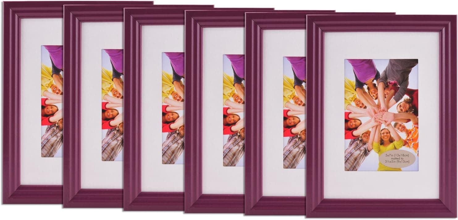 Gallery Perfect 6-Piece Vivid Frame Set, 5 by 7-Inch, Purple