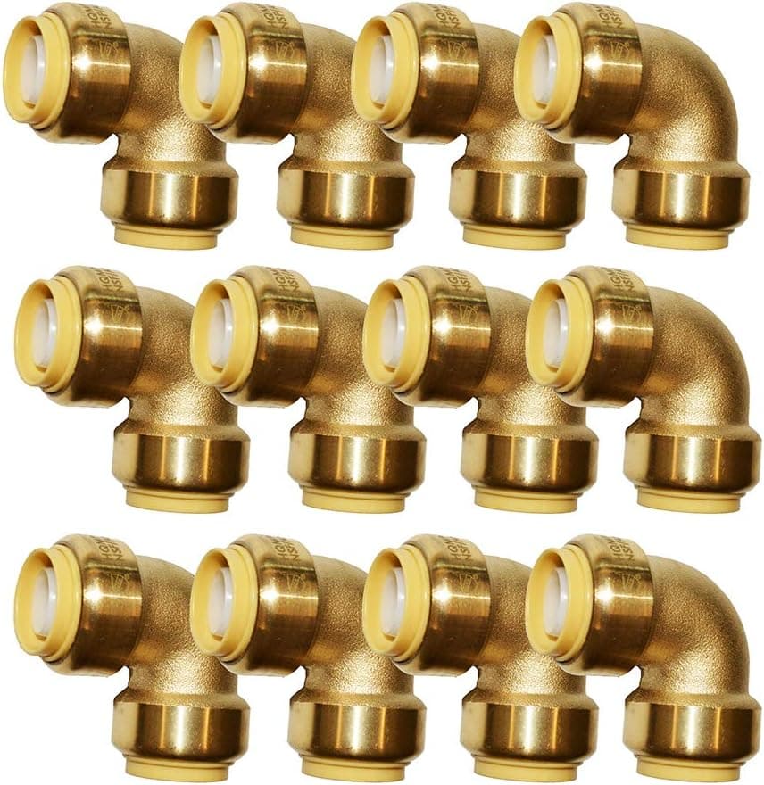 HQMPC Pex Fitting 1/2" Pex Elbow PushFit Elbow 90-Degree -PEX Fitting 1/2" 90 Degree Elbow Push-to-Connect Plumbing Fitting for Copper, PEX, CPVC (12Pcs 1/2")