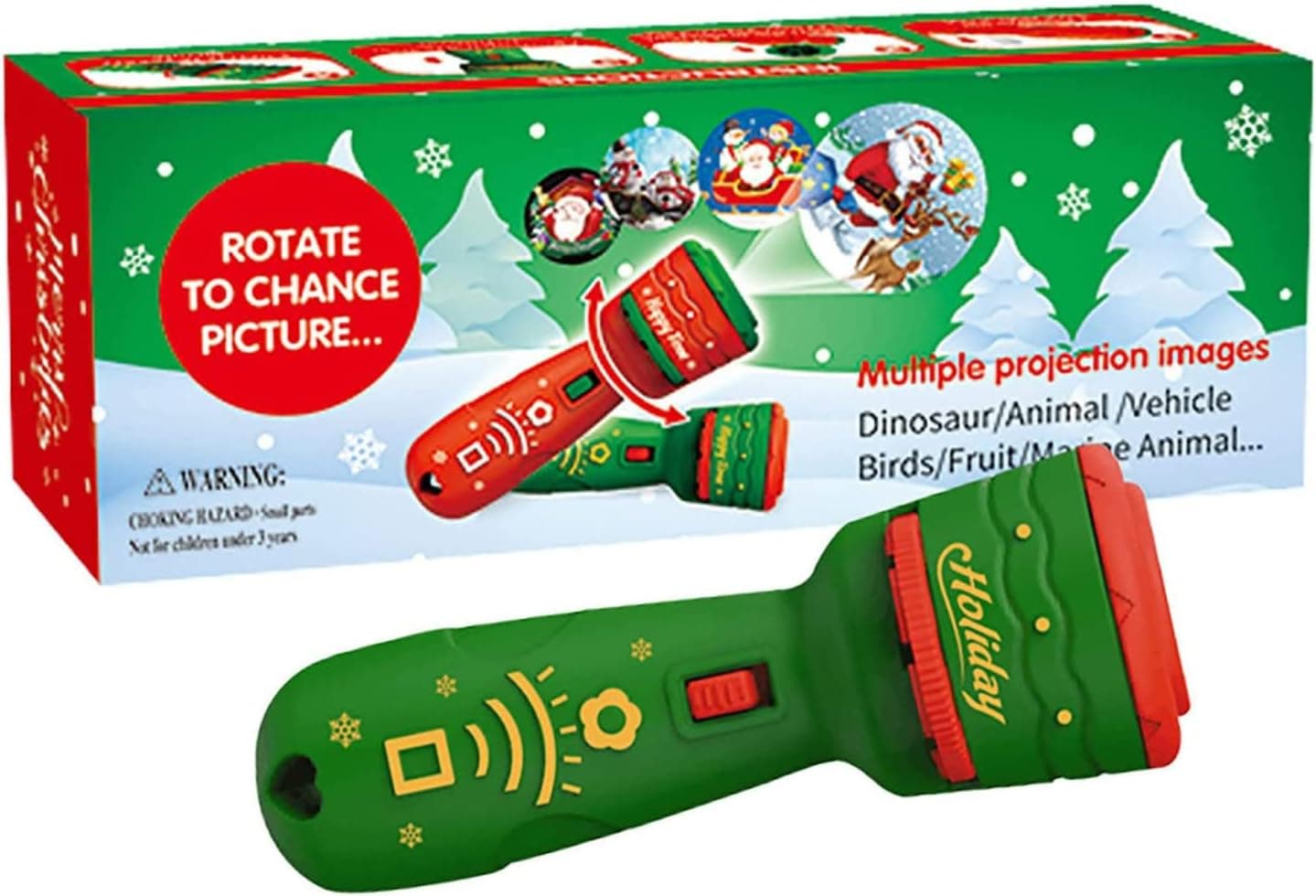 Muised Christmas Kids Projector Flashlight Projector, Slide Projector Torch Projection Light with 3 PCS Card 24 Kinds of Design Education Learning Santa Claus Christmas Tree Toddler and Kids