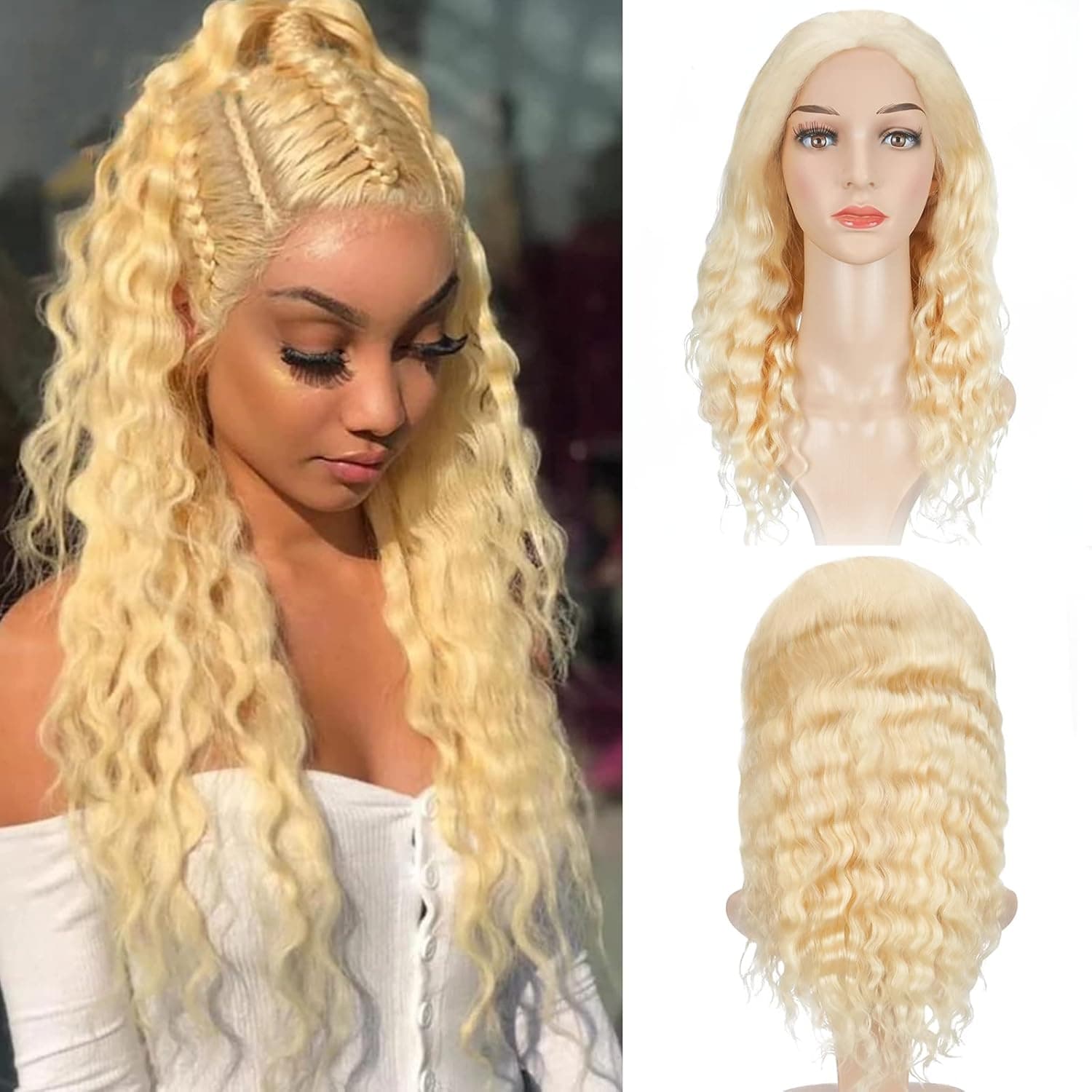 Fyfoerlin 18 Inch Lace Front Wig Human Hair Deep Wave 13x4 Lace Frontal Curly Wigs for Black Women Wet and Wavy HD Lace Front Wigs Human Hair Pre Plucked with Baby Hair Natural Hairline 150 Density