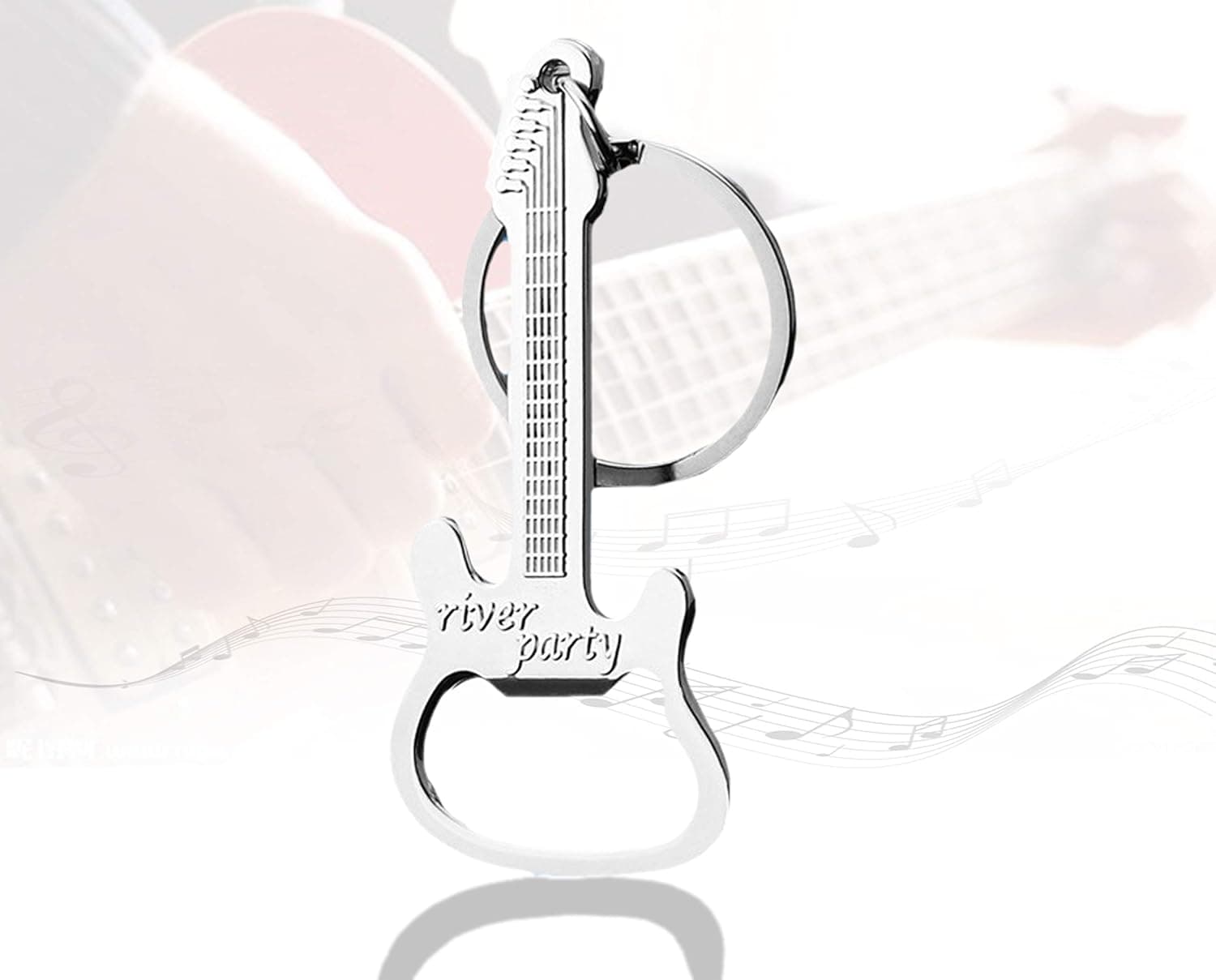 Guita Bottle Opener Keychain,Creative Decoration Beer Bottle Opener,Zinc Alloy Durable Key Ring,Inspirational Valentine Gift,Perfect For Parties/Wedding/Bar/Outdoor