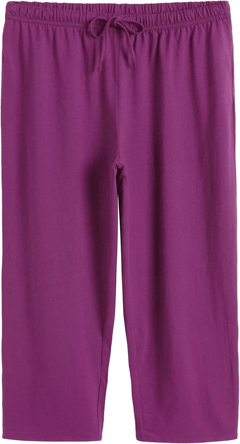 Latuza Women's Cotton Capri Pants Sleep Capris M Boysenberry