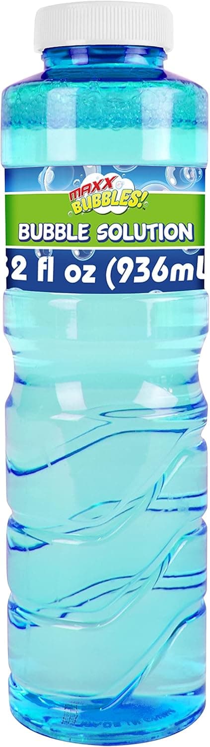 Maxx Bubbles 32 oz Bubble Solution – Easy Grip Bottle for Kids | Refill Toy Bubble Machines | Outdoor Summer Fun – Colors May Vary