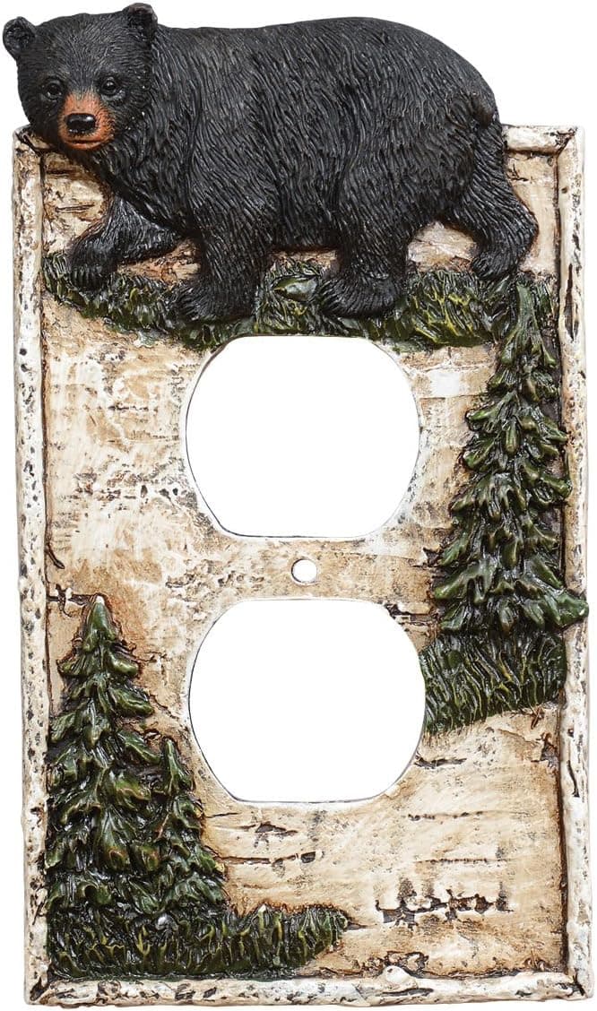 Black Forest Décor Birch Forest Black Bear Outlet Cover