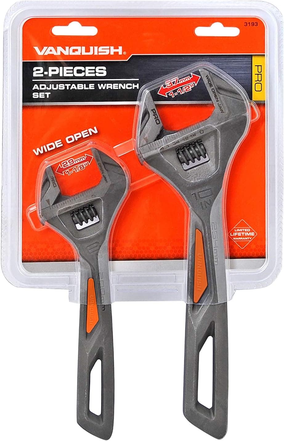 Vanquish 2 Piece Adjustable Wrench Set, 10 Inch Length and 8 Inch Length (3193)