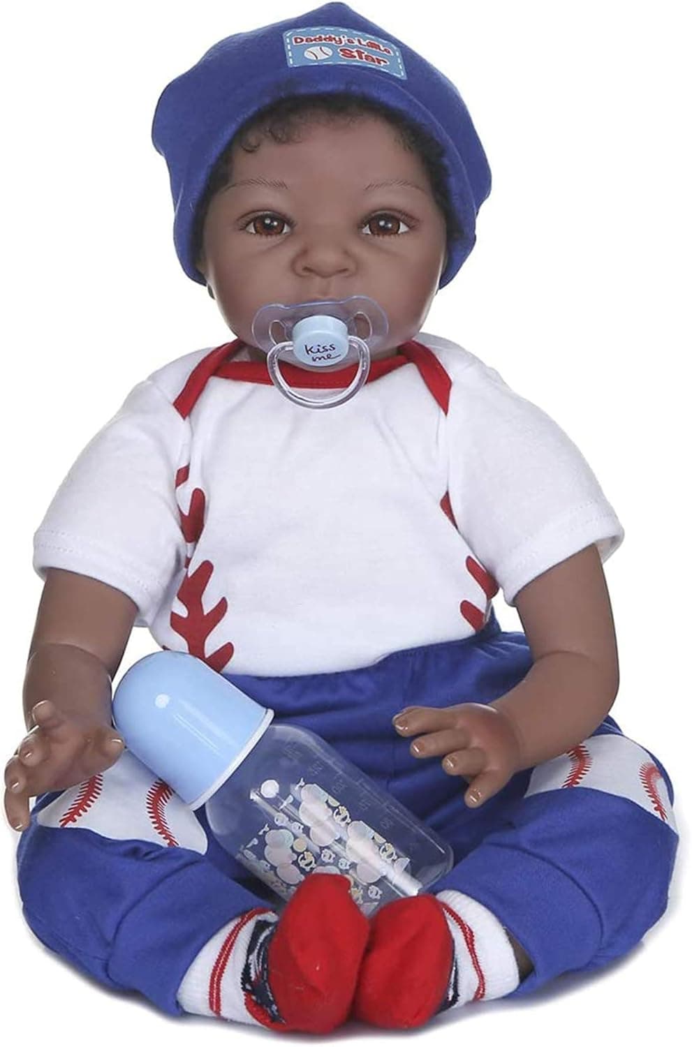Zero Pam Black Reborn Dolls Boy - Girl 22 inch Reborn Toddler Dolls Biracial African American Baby Dolls Weighted Body Soft Silicone Baby Doll Toy (One Boy)