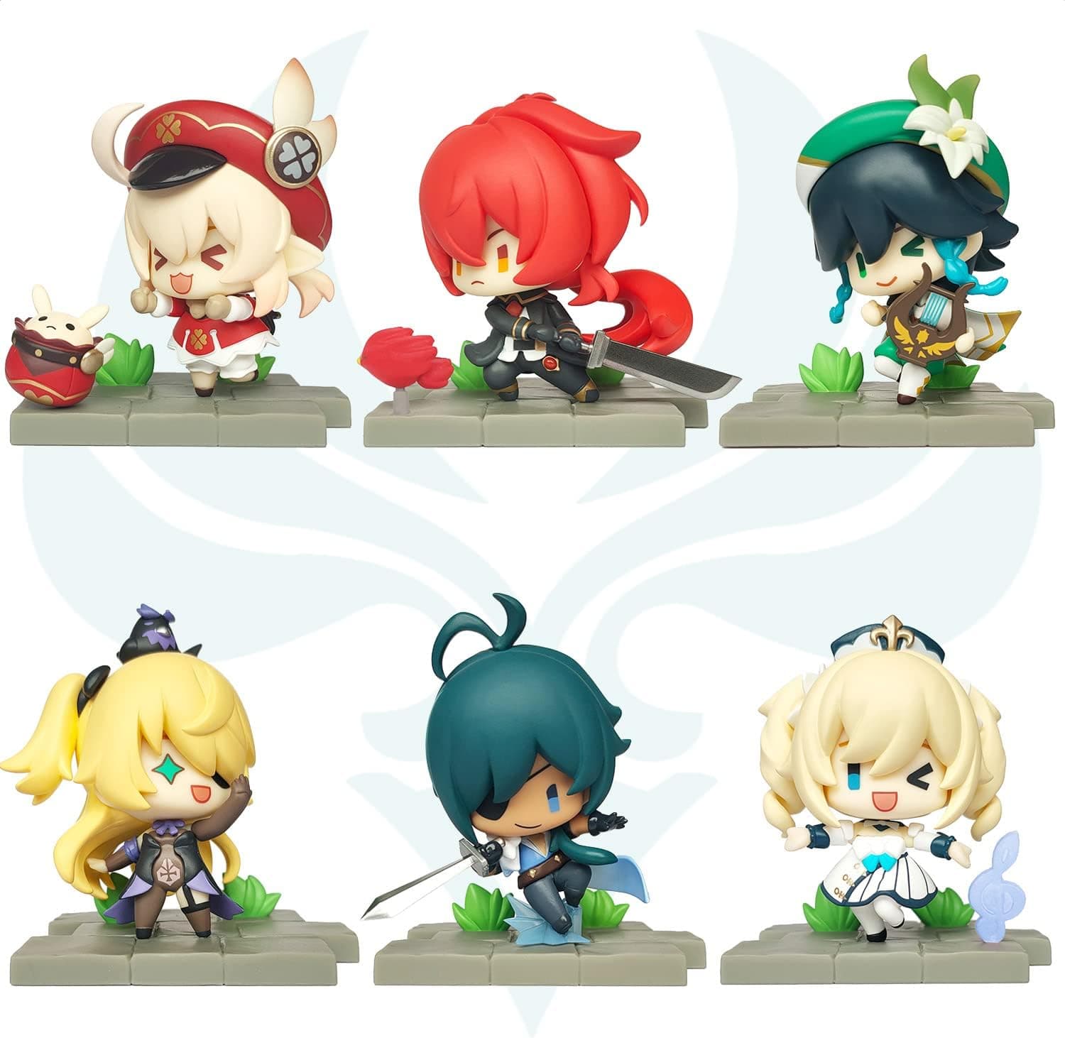 KOOLIYA Genshin Impact Figure - 6 Designs, Pertain to Battle Stance Mondstadt Edition, Decoration Ornaments Best Gift Collection Toy for Game Fans (6 Designs)