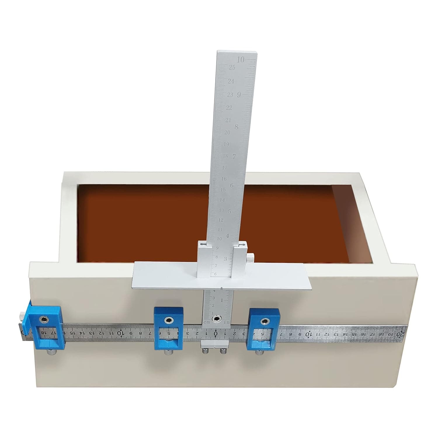 Quick-Set Cabinet Drilling Jig/Template for Easy Installation for Handles and Knobs on Doors and Drawer Fronts-Blue Stainless Steel.