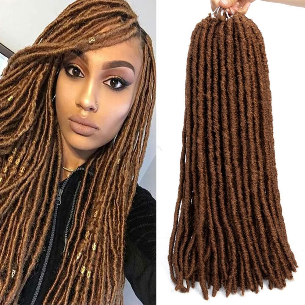 Crochet Hair for Black Women Crochet Goddess Locs 14 Inch Braids Brown Color Straight Hair Synthetic Faux Locs Crochet Braiding Hair Extensions Bohemian Gypsy Locs Twist Faux Locs (14" (6-Packs), 30)