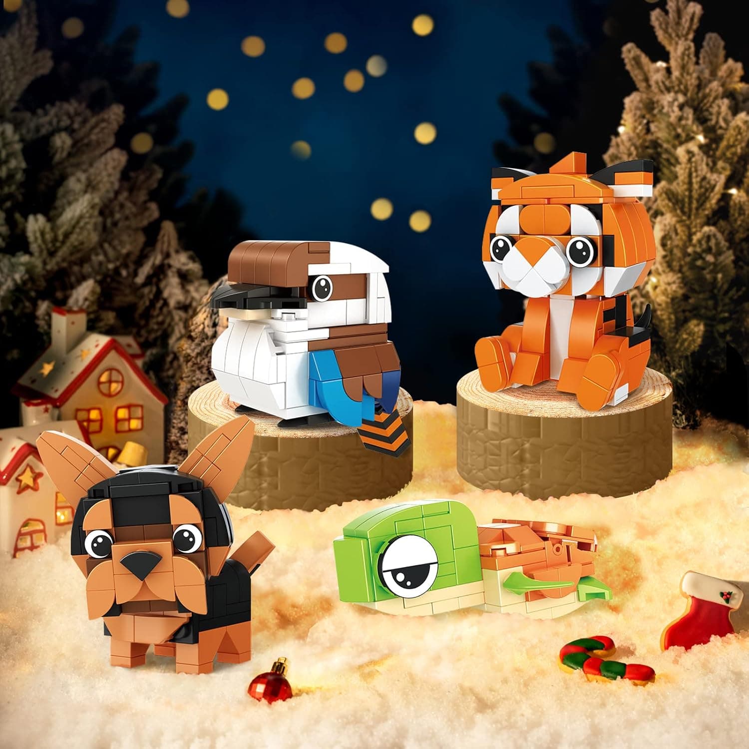 Kimiangel Mini Animals Building Blocks Toys Set, Christmas Party Favor for Kids 6 7 8 9 10 Goodie Bags, Prizes, Classroom, Birthday Gifts(454 Pieces)