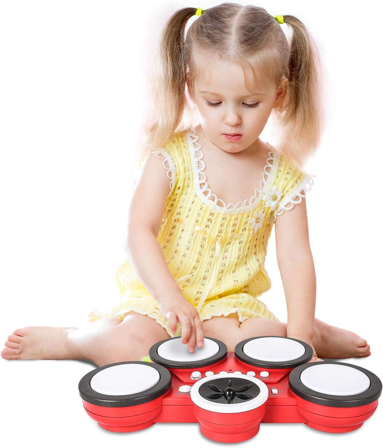 TWFRIC Toddlers Drum Kit Electronic Hand Drum Set with Lights Kids Drums Musical Instruments Toys Gift for Children Boys Girls