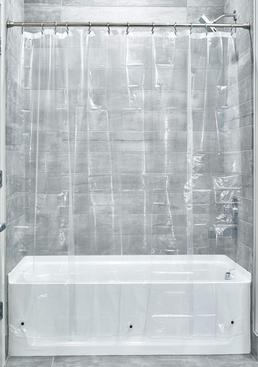 iDesign Waterproof EVA Long-Length Bathroom Shower Curtain Liner - 72" x 84", Clear