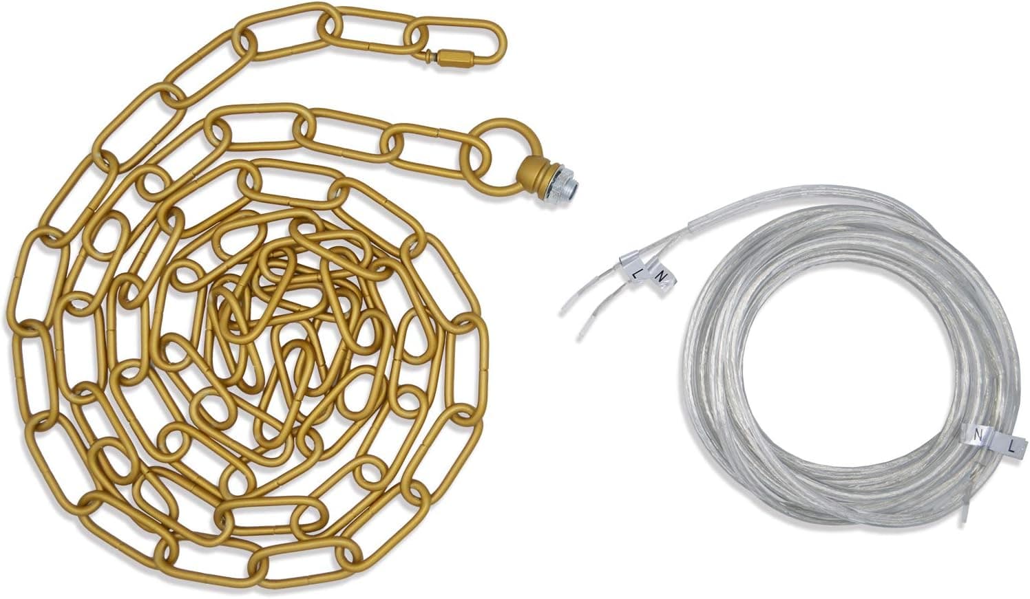 SEOL-Light 7.54 Feet/90 inches Chain Gold Pendant Chandeliers Light Fixture Hanging Chain with Clear Cord Included