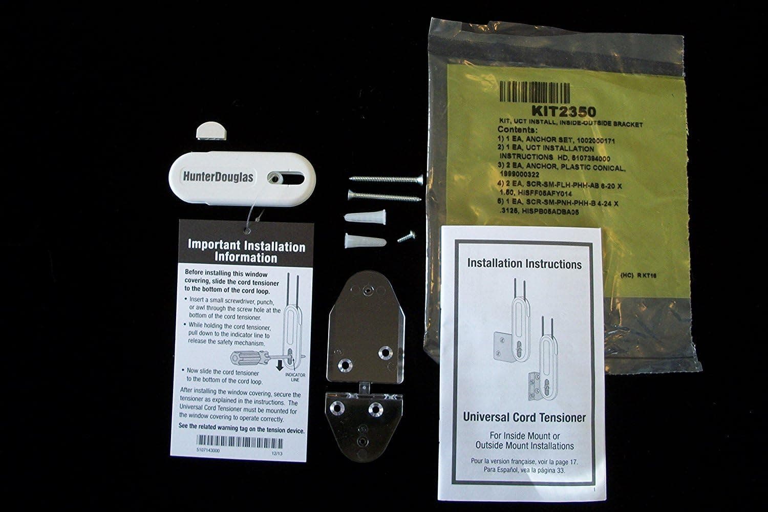Hunter Douglas Continuous Cord Saftey Hold Down Repair Kit (White Tiara)