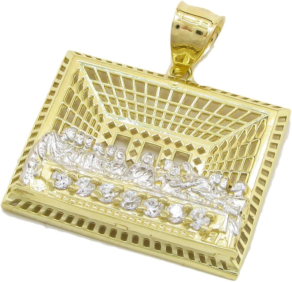 Mens 10k Yellow Gold Last supper with frame Pendant