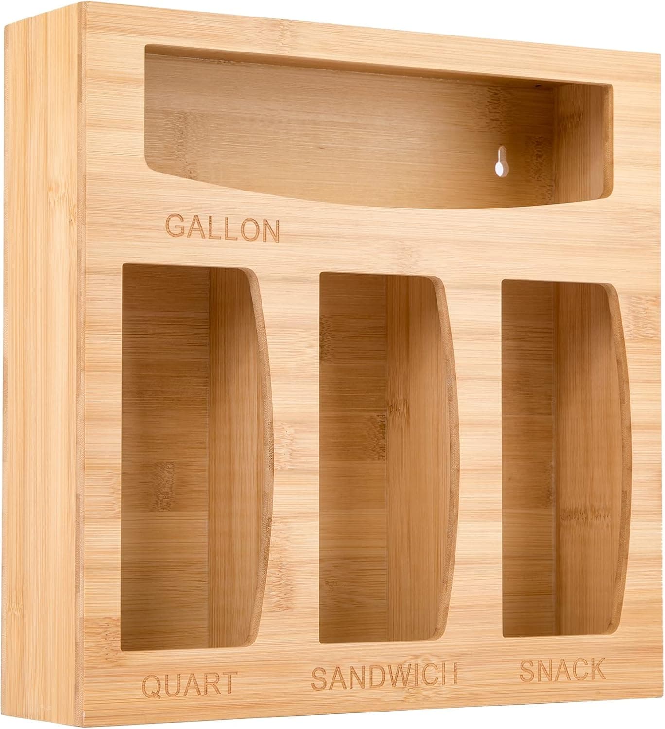 Bamboo Ziplock Bag Storage Organizer for Drawer Plastic Bag Holder Bamboo Food Storage Bag Organizer Compatible with Gallon Quart Sandwich Snack and Variety Size Bags