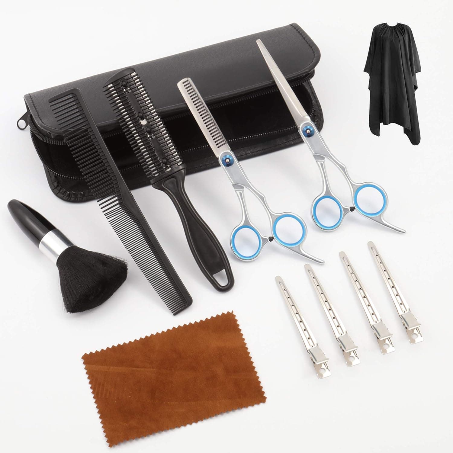 OTIOTI 12 PCS Hair Cutting Scissors Set Professional Stainless Steel Haircut Kit Cutting Scissors, Thinning/Texturizing Shears, Hair Razor Comb, Barber/Salon/Home Hairdressing Shears Kit