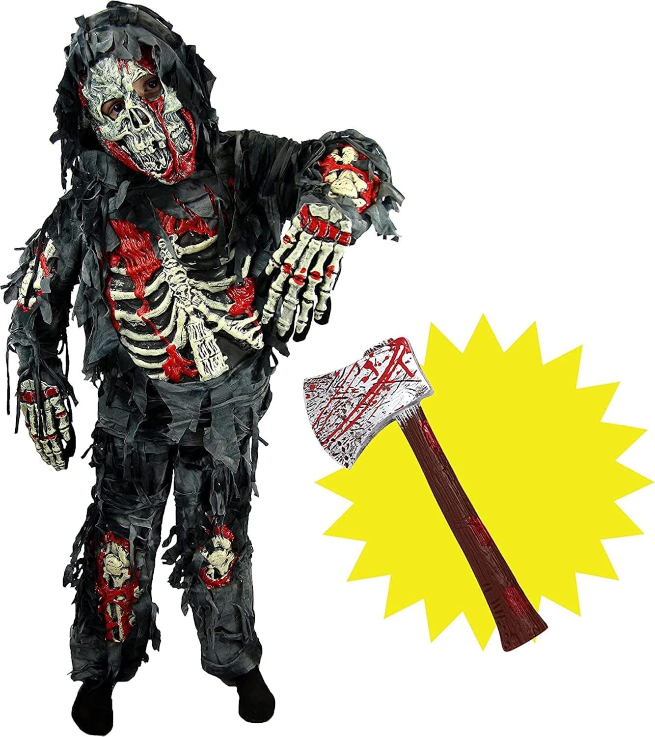 Spooktacular Creations Zombie Deluxe Costume for Child with Bloody Axe