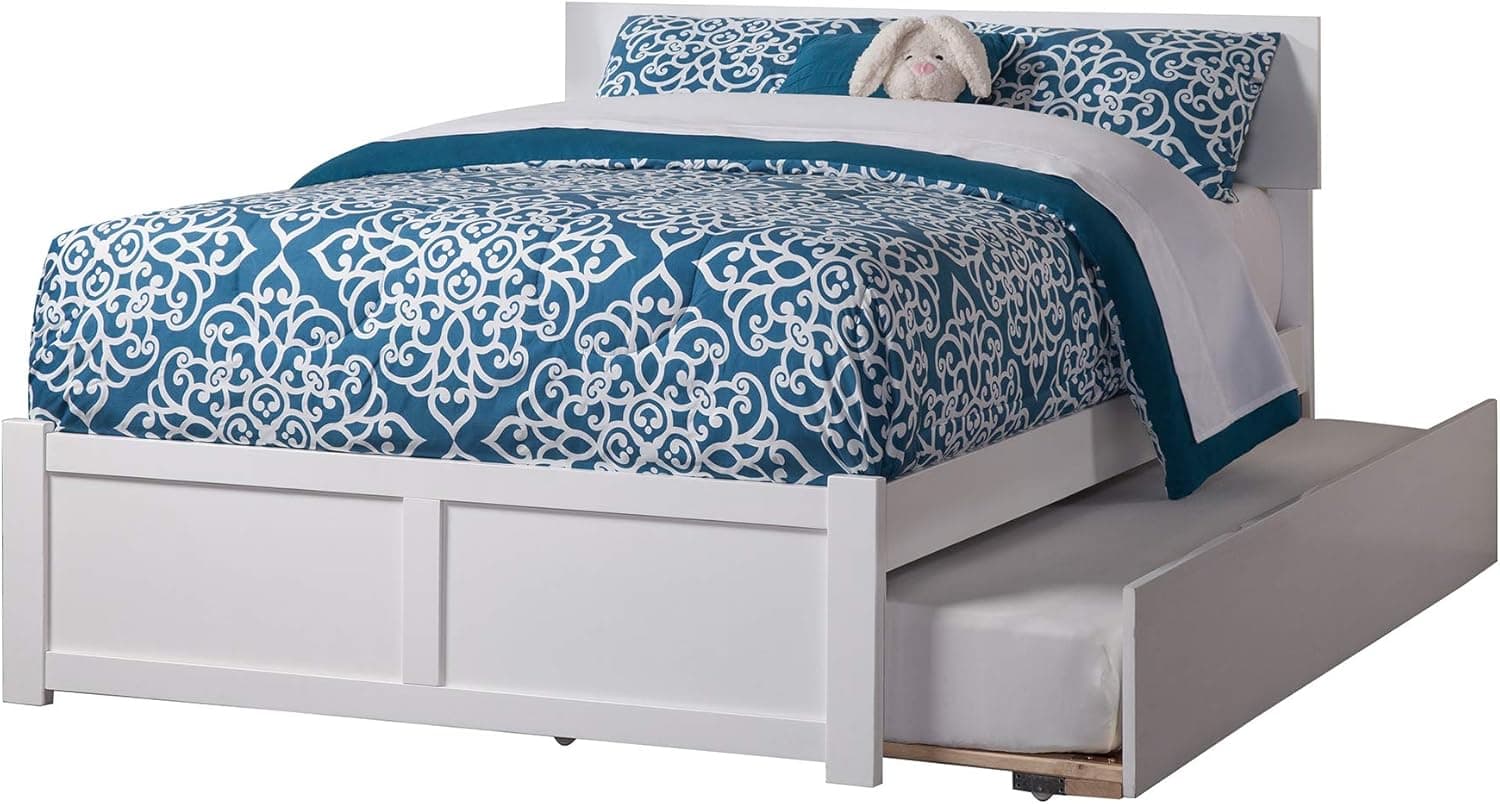AFI AR8132012 Orlando Platform Bed with Twin Size Urban Trundle, Twin, White