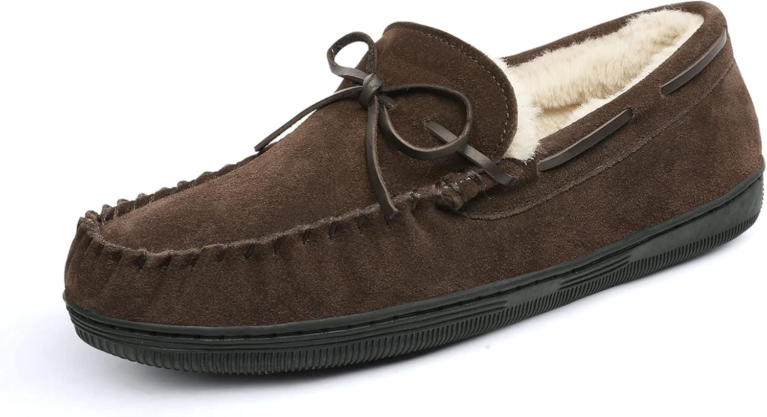 DREAM PAIRS Men's Moccasin Slippers Fuzzy Plush House Shoes Indoor Outdoor Fleece Lining Loafers