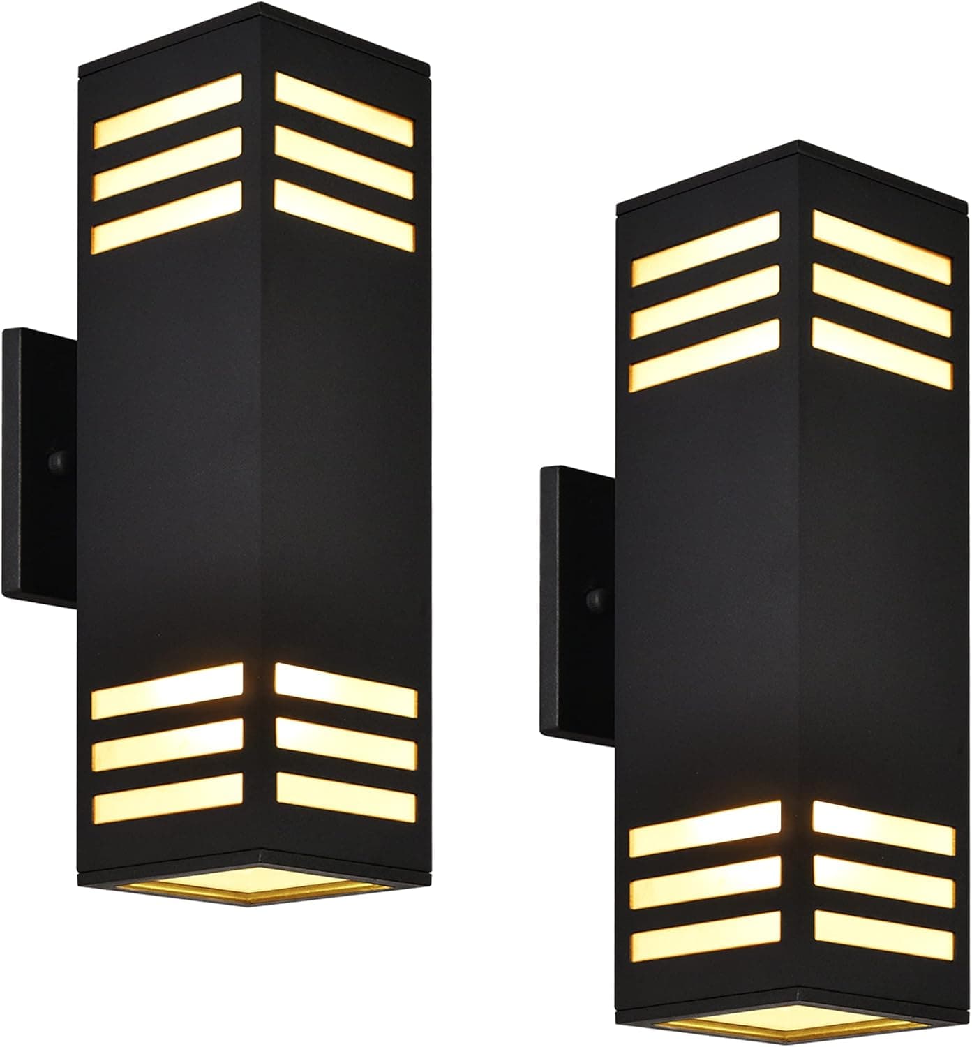 Naturous 2 Pack Modern Outdoor Wall Lights, Waterproof IP54 Exterior Outdoor Light Fixture, Black Porch Lights Wall Sconce, Outdoor Lights for House Garage, ETL Listed