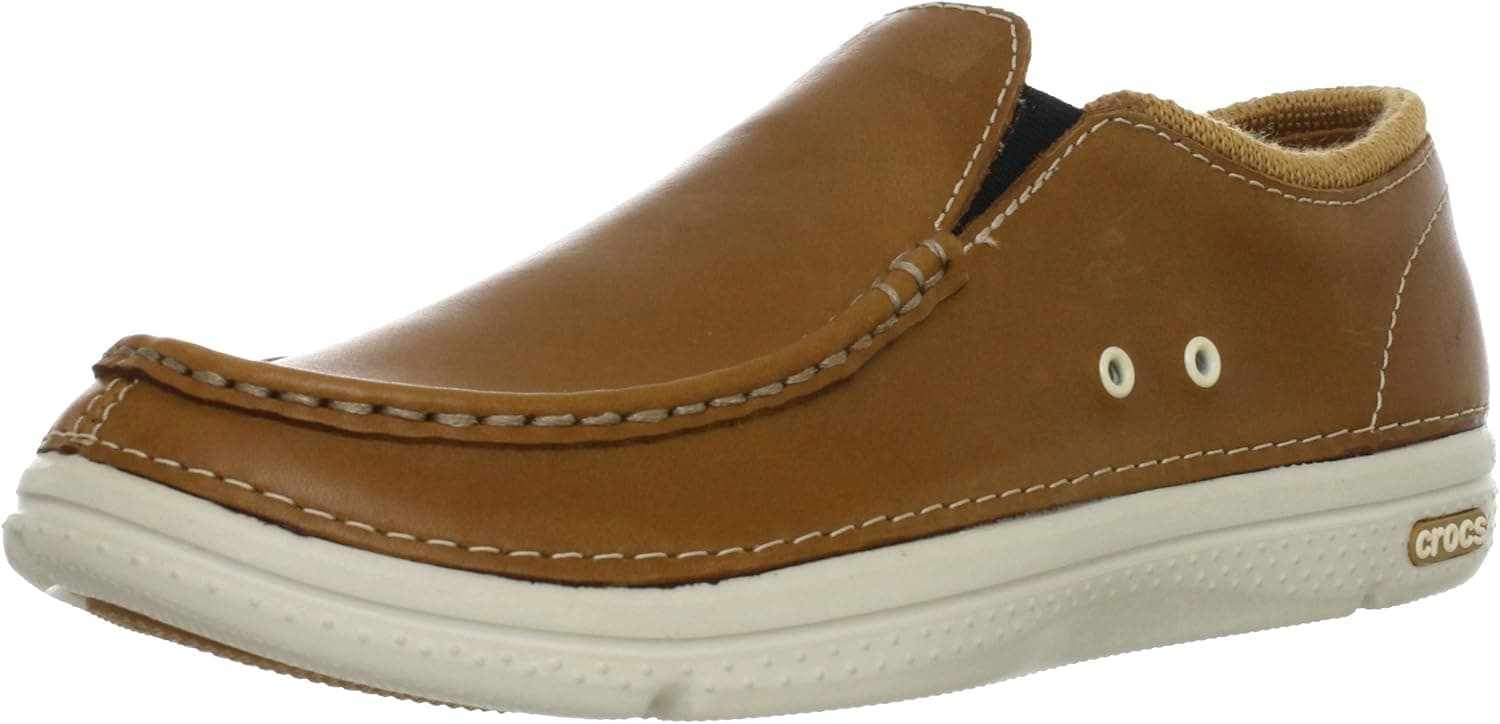 Crocs Mens Thompson II.5 Low Moc Toe Loafer Shoes, Hazelnut/Stucco, US 10