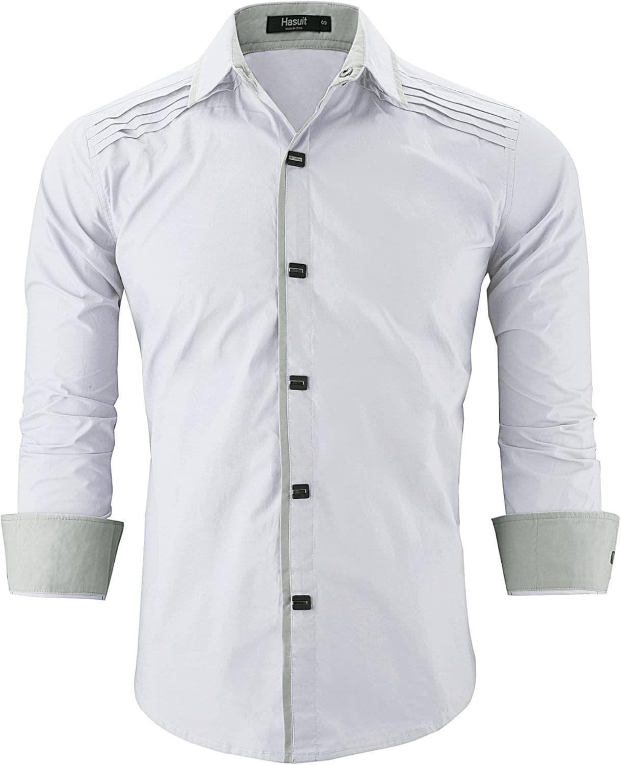 Hasuit Men's Solid Regular Fit Casual Button Down Long Sleeve Oxford Dress Shirt