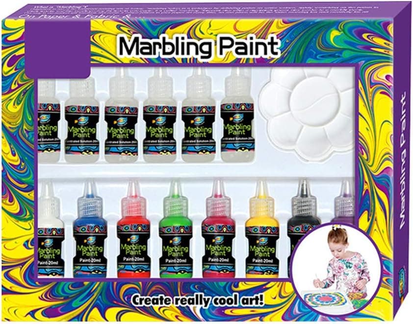 marbling Paint Kits Kids Water Color Ebru Starter Set Marbling Ink Paint Set for Paper Fabric Innovative Handmade Art craftsToys 8 Colors 20 ml for Each