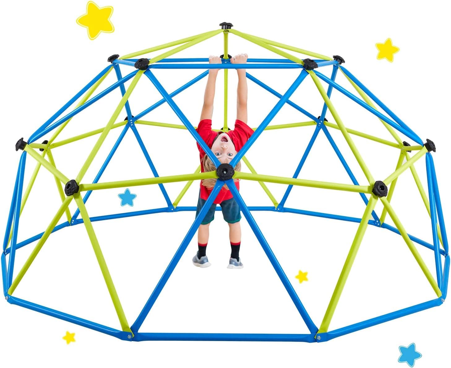 papababe Dome Climber Geodesic Climbing Dome Jungle Gym for 3 to 10 Years Old Kids Outdoor Toys with Rust and UV Resistant Steel Frame, Supports 700lbs, Playground Dome with Much Easier Assembly (9FT)