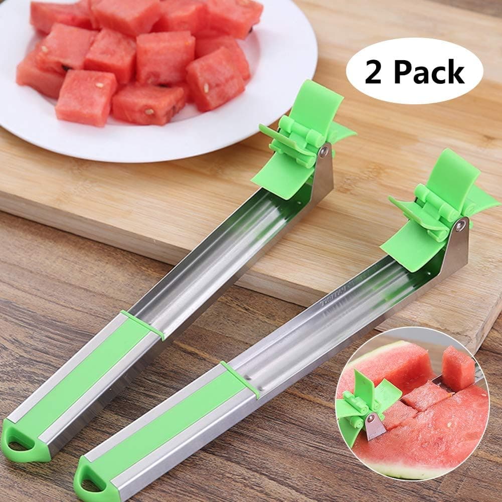 Windmill Watermelon Slicer Cutter Stainless Steel Knife Tongs Corer Vegetable Tools Kitchen Gadgets (2 Pack)