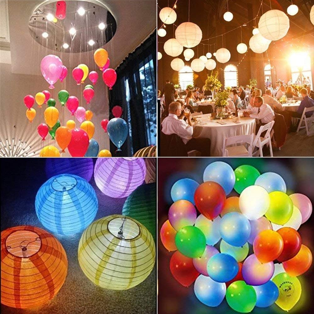 Magnoloran 50 Piece LED Light Up Party Balloons Light, Multicolor LED Mini Party Light Led Flash Ball Lamp Balloon Light for Paper Lantern Balloon Wedding Halloween Christmas Party Decoration
