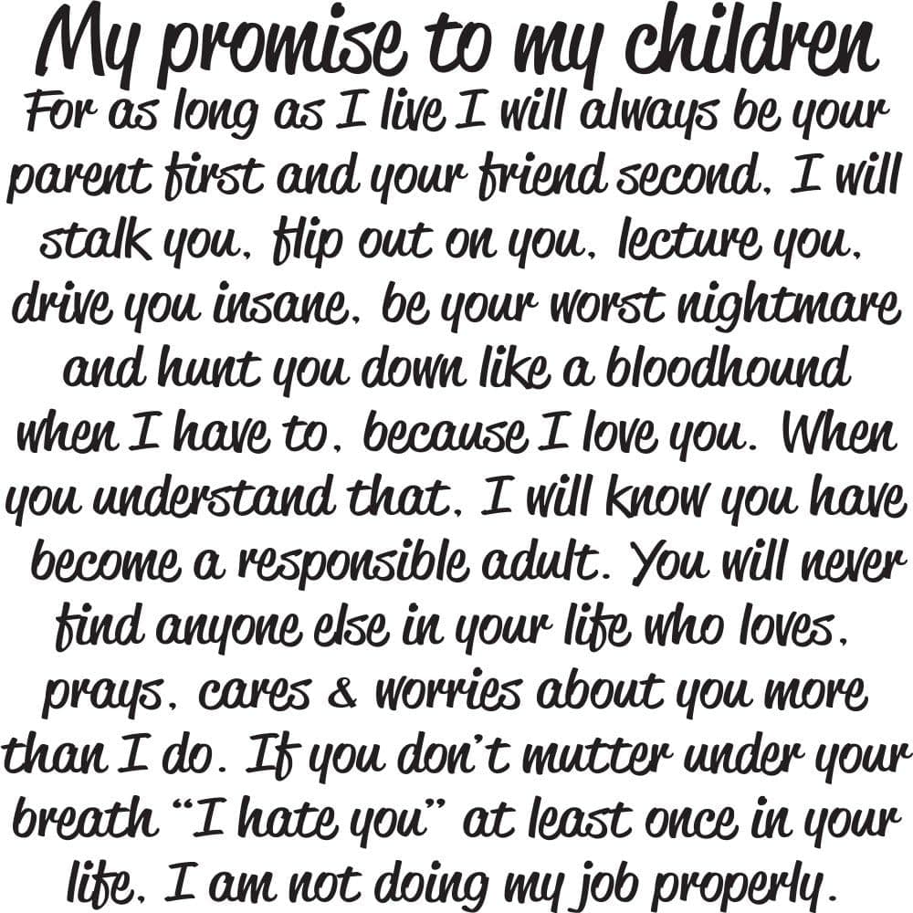 Global Sign Images, Inc Cute Wall Decals-My Promise to My Children Wall Quote Decal-Home & Art Family Wall Decal Quote Decor