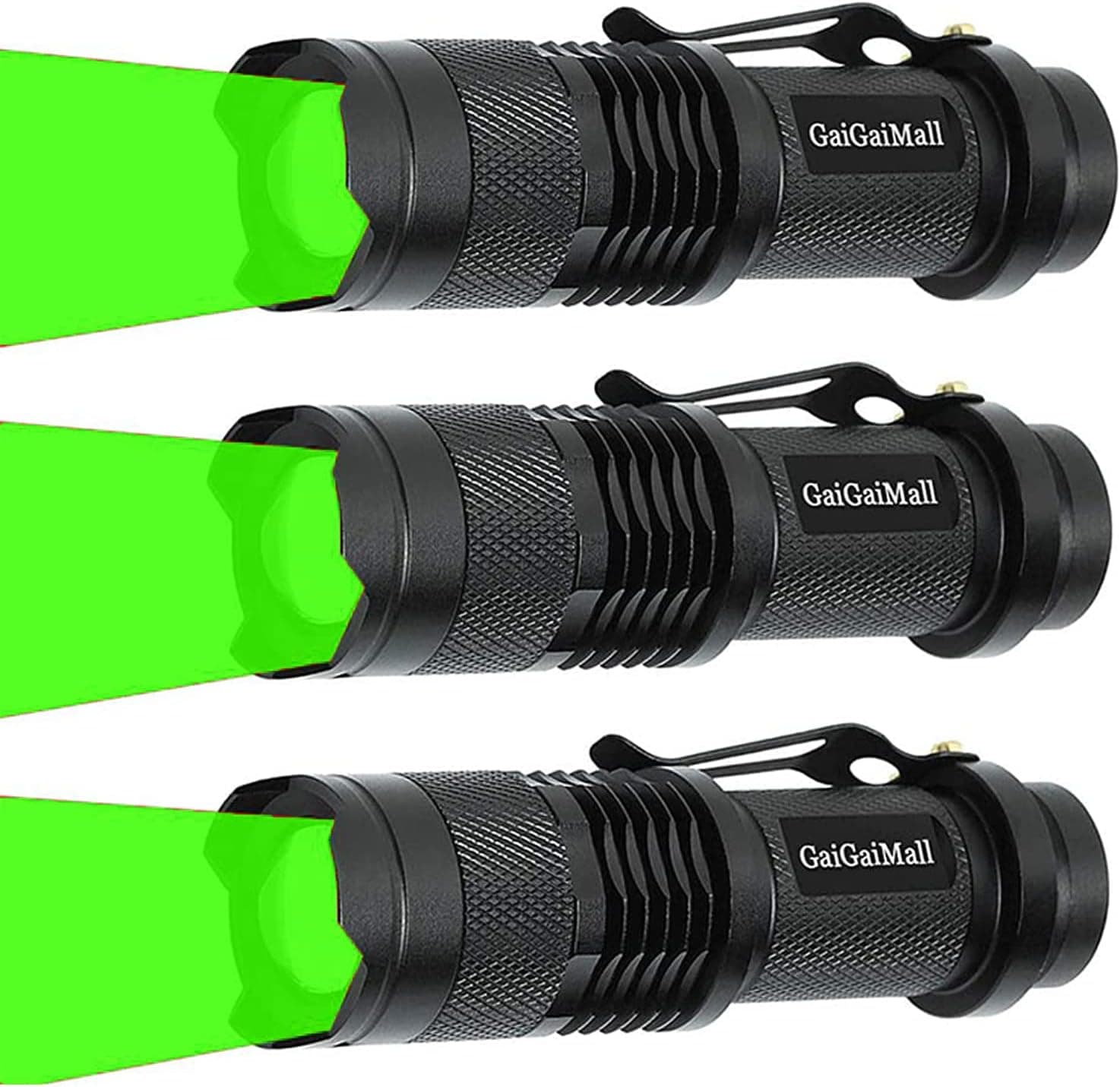 GaiGaiMall Powerful 3 Mode Zoomable LED Green Light Flashlight Torch for Night Vision Fishing Hunting