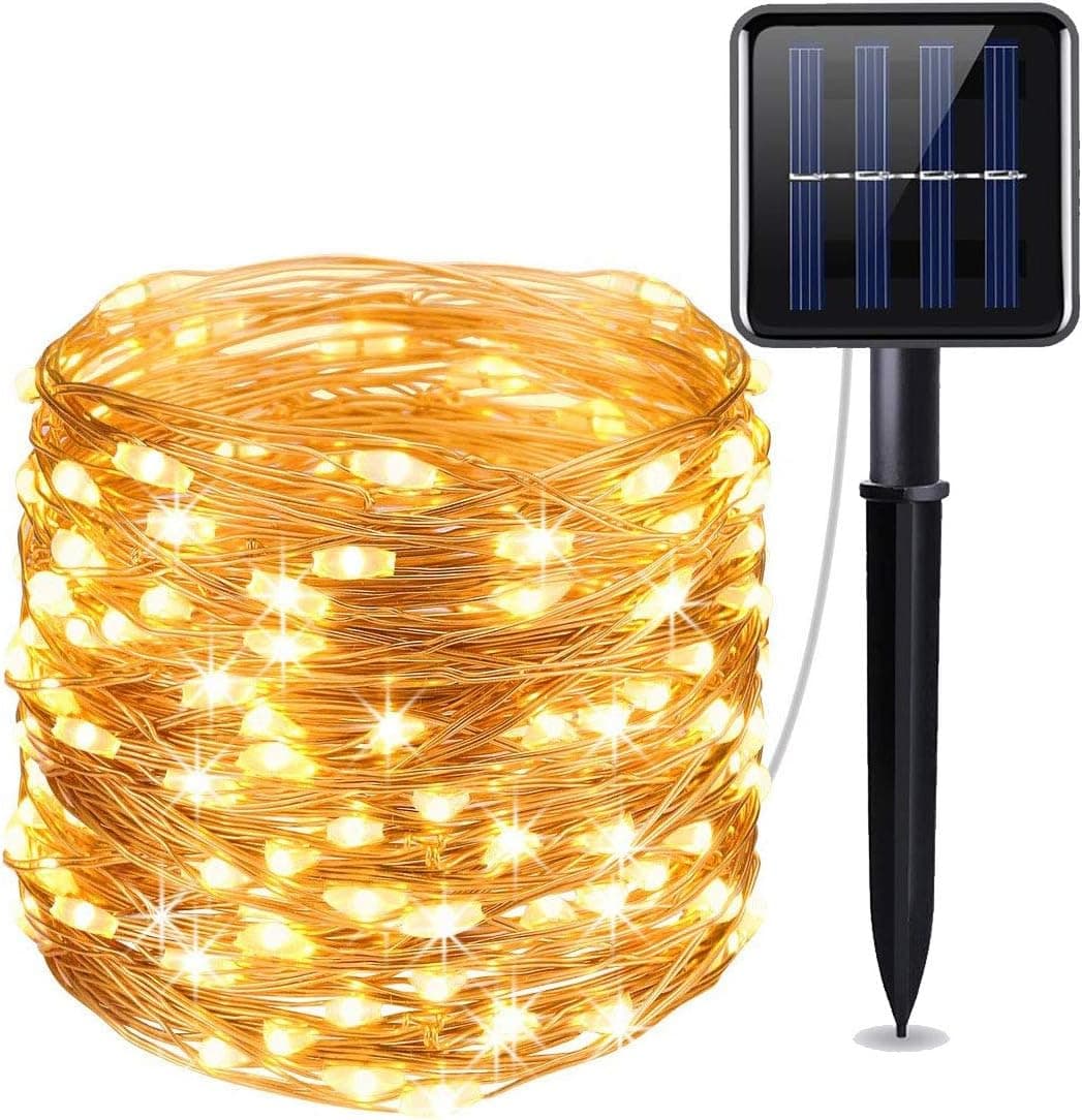 Solar Powered String Lights, ICONNTECHS 100 LED Copper Wire Lights, Starry String Lights, Indoor/Outdoor Waterproof Solar Decoration Lights for Garden, Home, Dancing, Party (Warm White)
