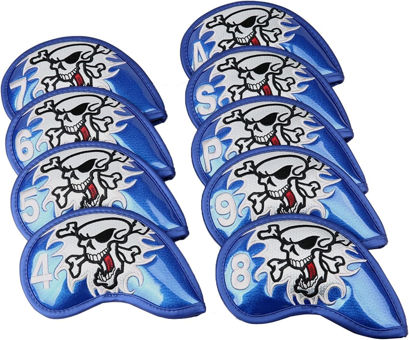 9pcs/Set Golf Iron Club Head Covers King Skull Iron Cover, 4-9,P,S,A, Right Hand