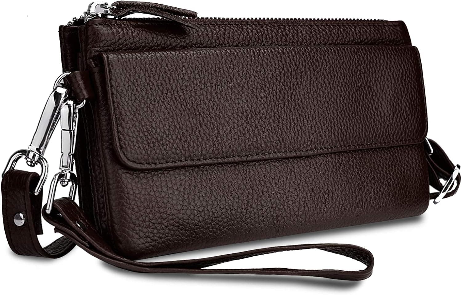 YALUXE Women's Leather Clutch Smartphone Wristlet Crossbody with RFID Blocking Card Slots