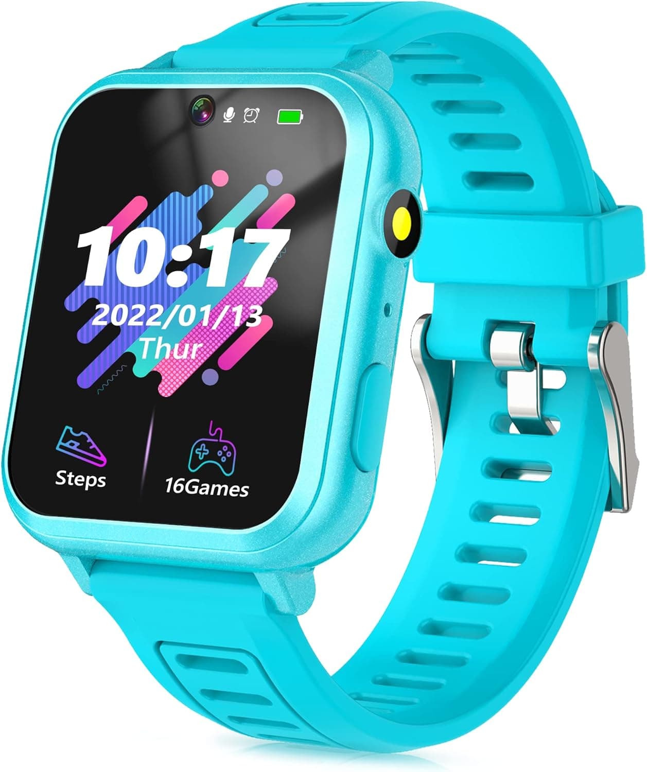 Kids Smart Watch, Kids Smartwatch Toys for Boys Girls 3-12yrs, Premium Child Smart Watches with 16 Games Video Camera Pedometer Music Alarm Flashlight, Birthday Gift for Kids (Cyan)