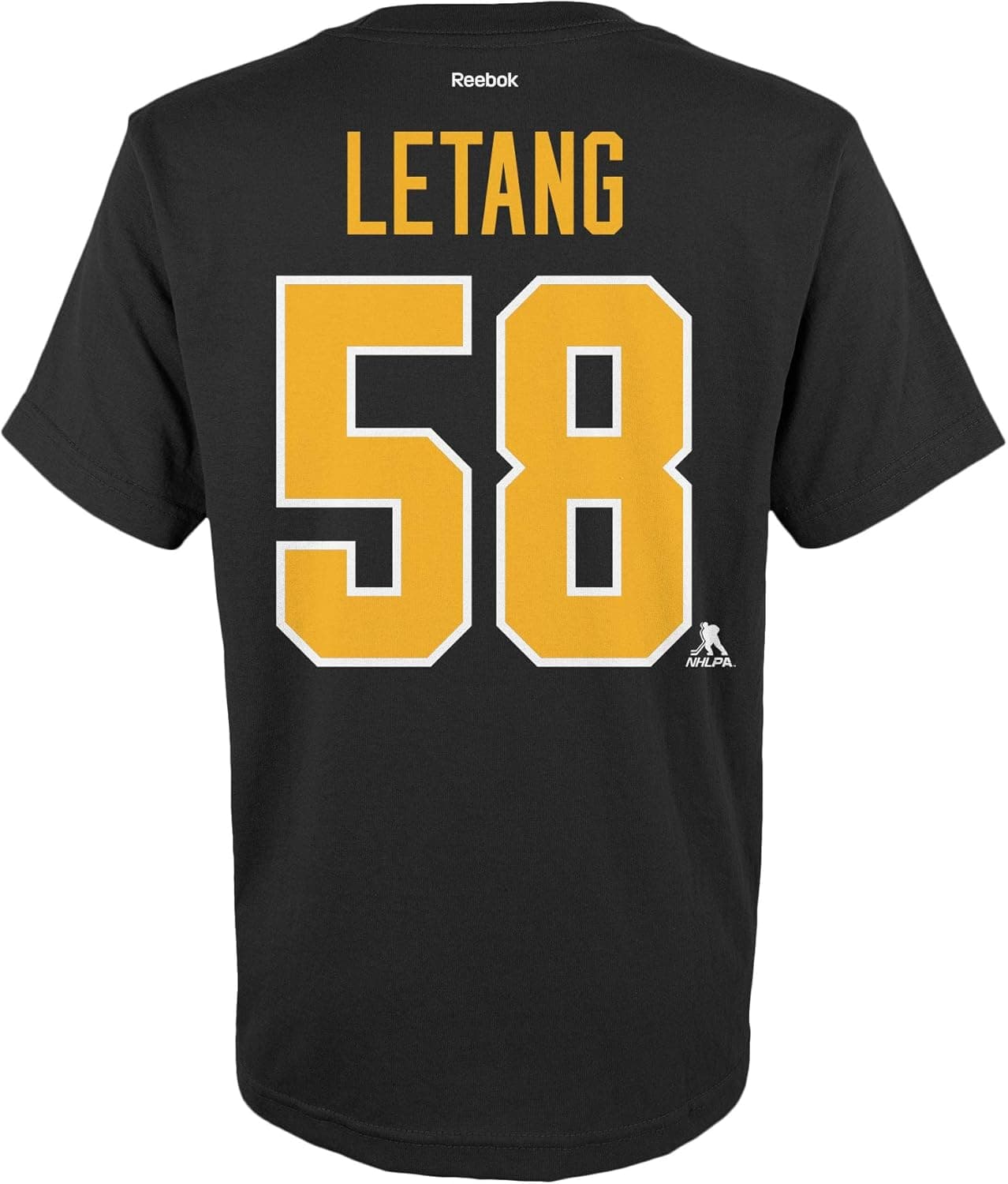 Kris Letang Pittsburgh Penguins #58 Black Yellow Name and Number Youth Player T Shirt