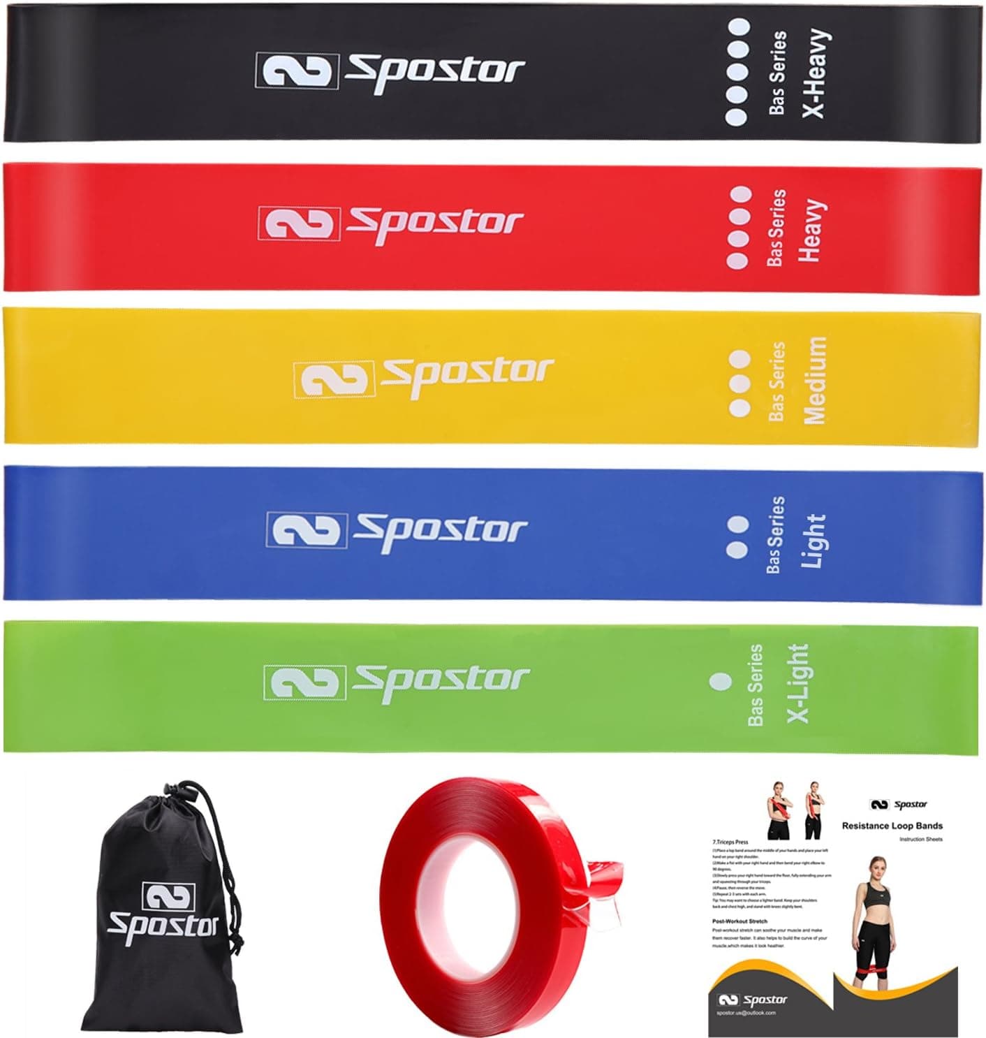 Resistance Bands Heavy Duty for Legs and Butt -Set of 5 Loop Booty Bands with Guide - Fitness Workout,Best for Stretching, Yoga, Legs Training, Physical Therapy