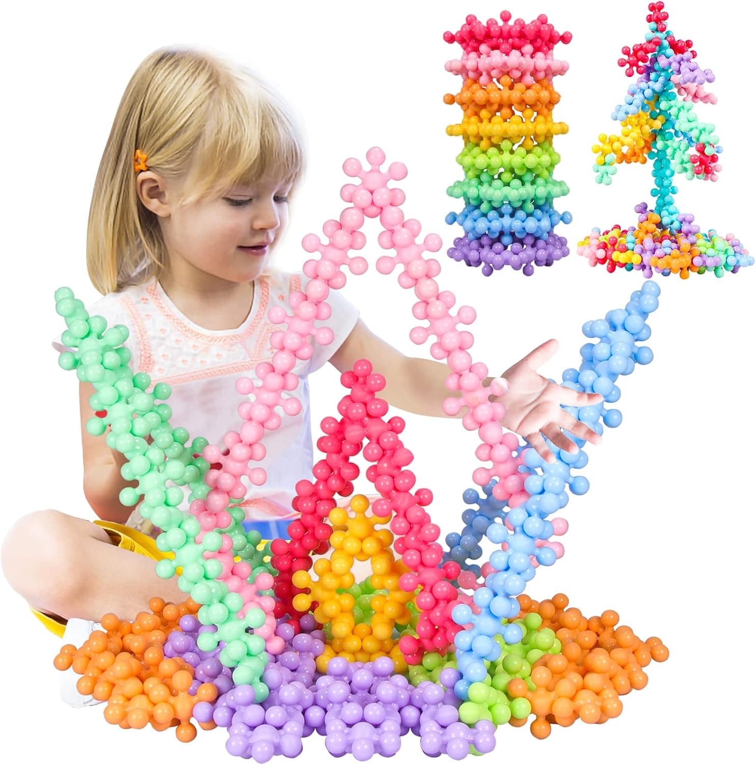 Learn2M 240 Pieces Building Toys for Kids Ages 4-8, 1.5 Inch Bigger Size Kids STEM Toys Educational Building Toys Clip Connect with Storage Box for Preschool Boys and Girls Aged 3+