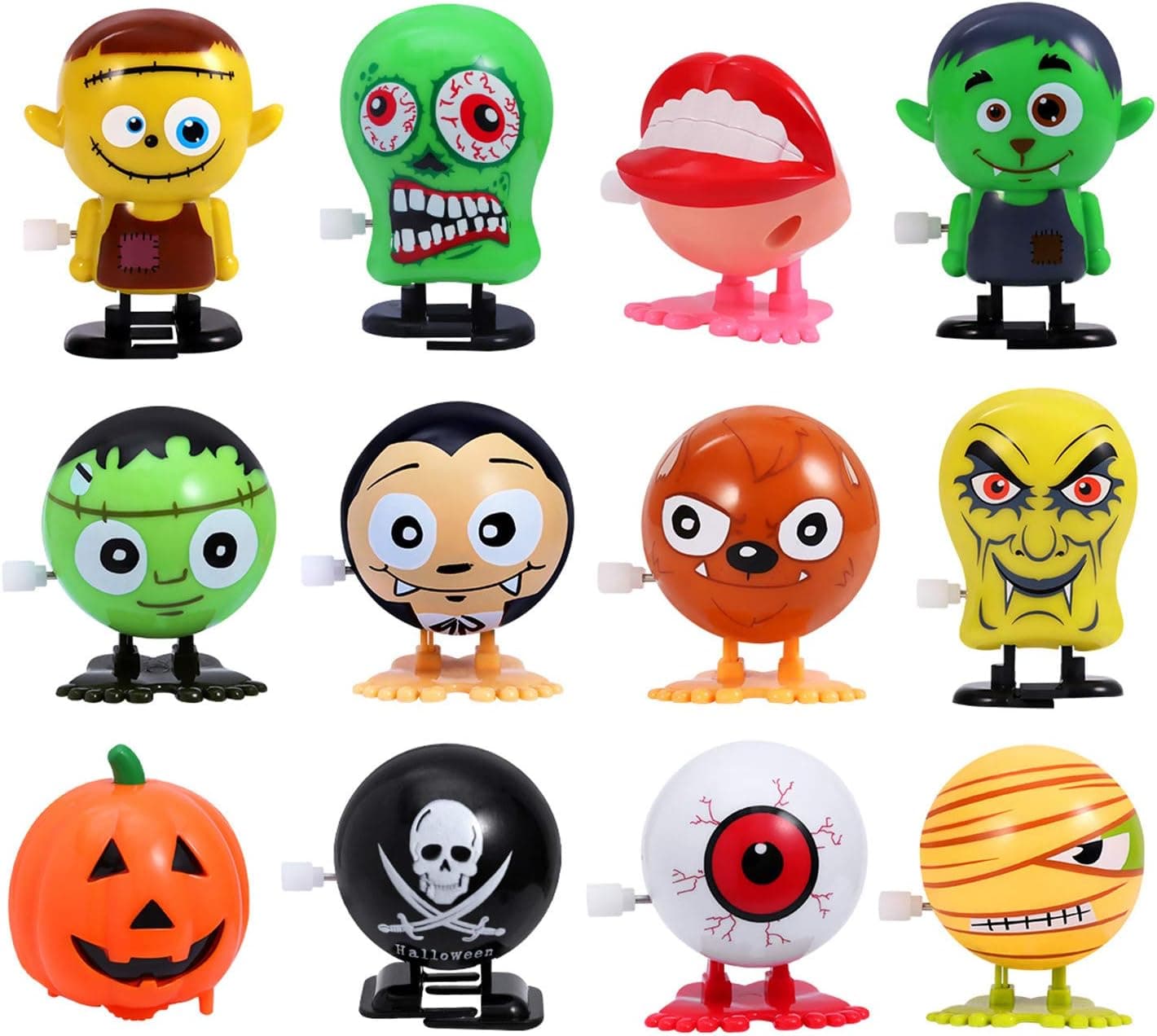 Amosfun Halloween Party Toy Sets Halloween Wind Up Toys Novelty Mini Toys for Kid Boys,Set of 12