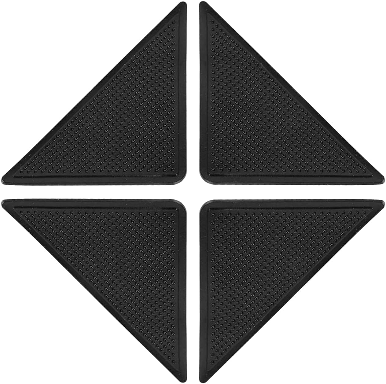 4 Pcs Grippers for Rugs, Non Slip Rug Stickers for Hardwood Floors and Tiles, Reusable and Washable Rug Tape, Rug Grippers Keep Corners Flat(Black)