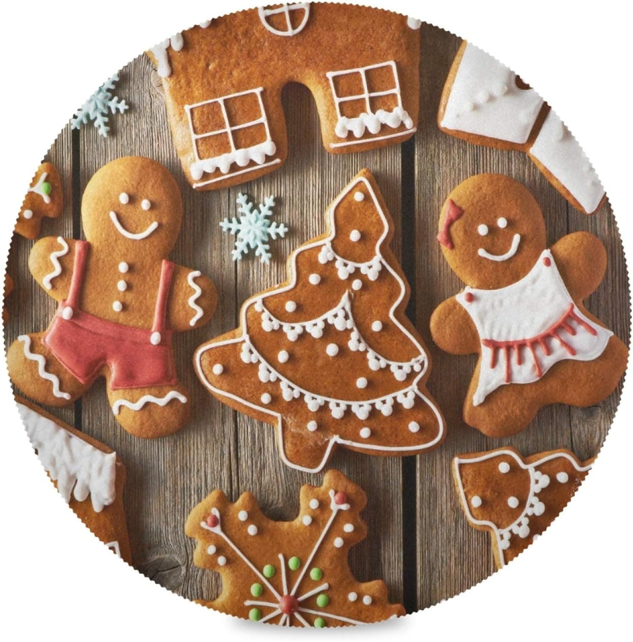 ALAZA Christmas Gingerbread Cookies Round Placemats for Dining Table Placemat 1 Piece Table Settings Table Mats for Home Kitchen Holiday Decoration