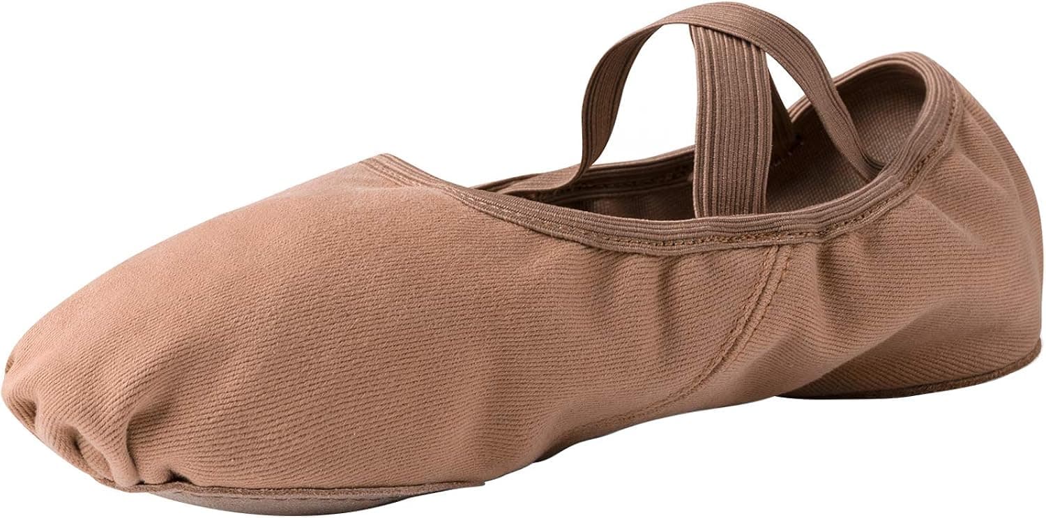 Stelle Women's Ballet Shoes Stretch Canvas Dance Slippers Split Sole for Girls/Adult (Tan, 7.5MW)