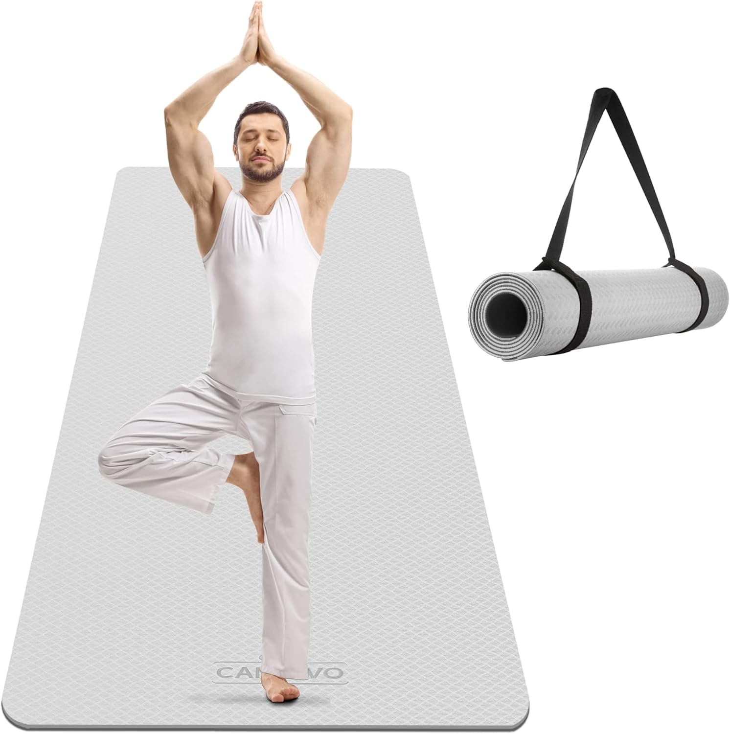 CAMBIVO Extra Wide Yoga Mat for Women and Men (72"x 32"x 1/4"), Eco-Friendly SGS Certified, Large TPE Exercise Fitness Mat for Yoga, Pilates, Workout
