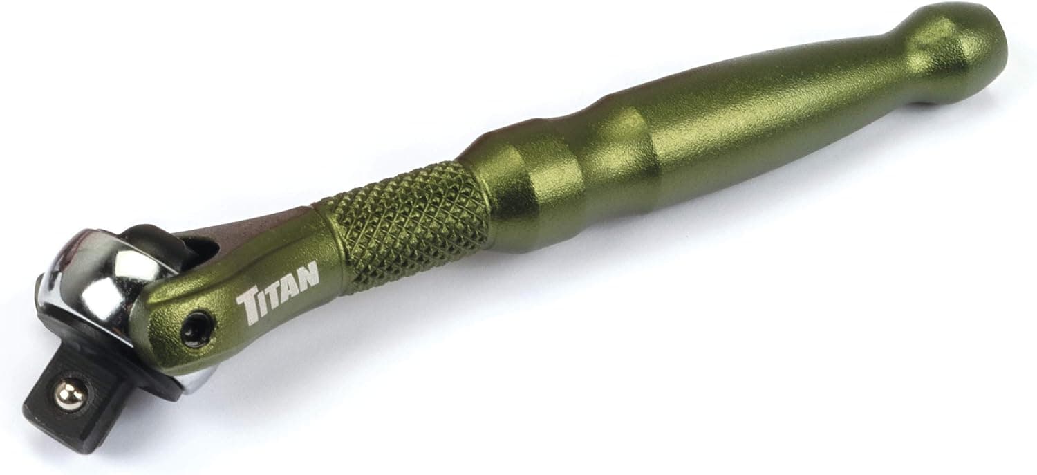 Titan 11324 1/4-Inch Drive x 4-Inch 90-Tooth Swivel Head Micro Ratchet - Green