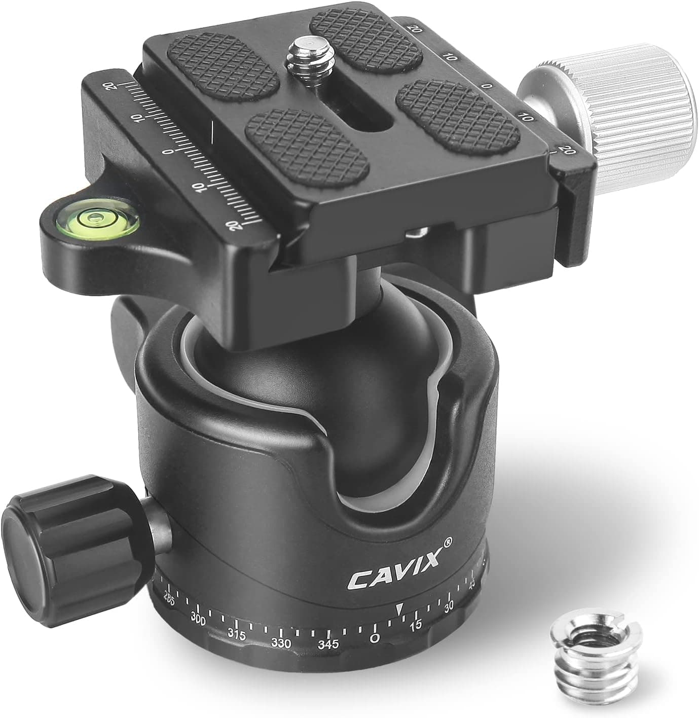 Low Profile Ball Head, CAVIX Metal Ball Head Mount 36mm 1/4" Quick Release Plate for DSLR Tripod Monopod Camcorder, Max Load 33lbs/15kg